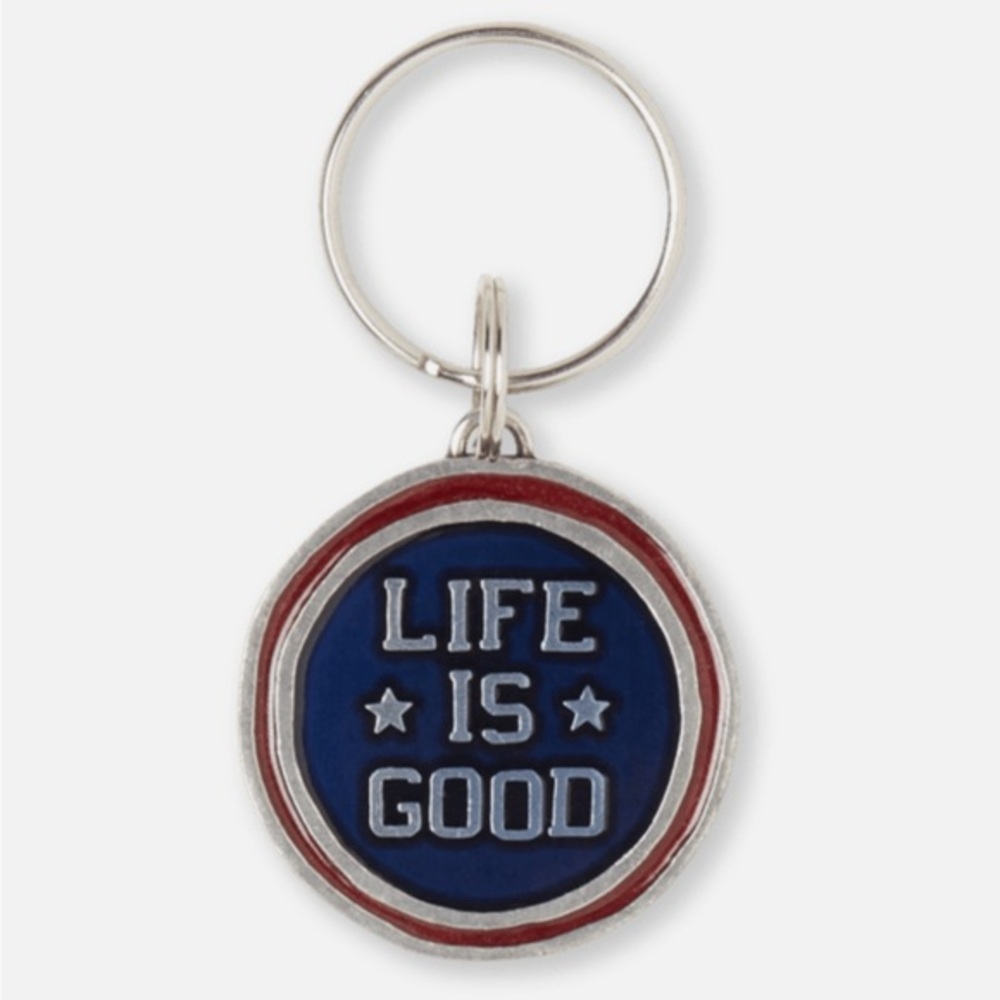 Life Is Good nwt LIG STAR COIN Keyring Keychain Medallion Patriotic Jake blue